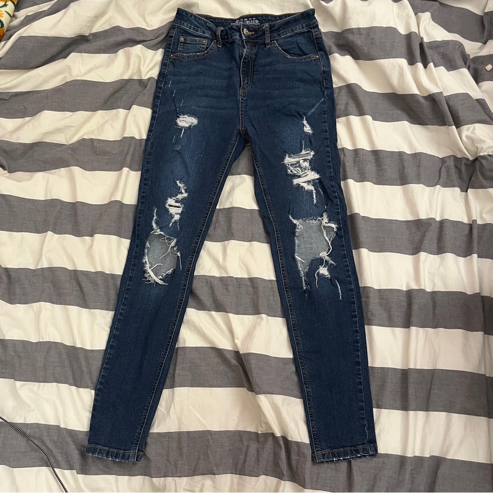Wild Fable Dark Blue Distressed Skinny Jeans